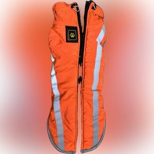 New Medium Weather Resistant, Reflective Orange Dog Jacket